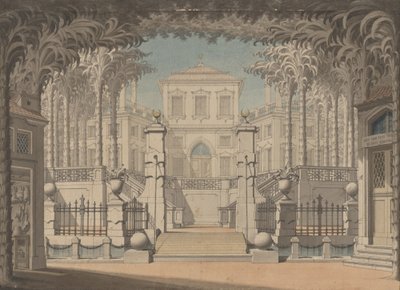 Um Palácio Turco (Provavelmente para o "Rapto do Serralho" de Mozart) de Giuseppe Quaglio