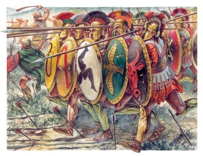 Grécia Antiga: hoplitas, infantaria, armas pesadas - Grécia Antiga: hoplitas - Ilustração de Giuseppe Rava de Giuseppe Rava