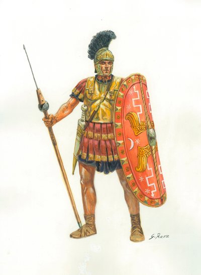 Roma Antiga: um soldado da Guarda Pretoriana - Guarda Pretoriana - Ilustração de Giuseppe Rava de Giuseppe Rava