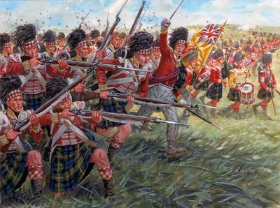 Primeiro Império: A Carga da Infantaria Escocesa na Batalha de Waterloo de Giuseppe Rava