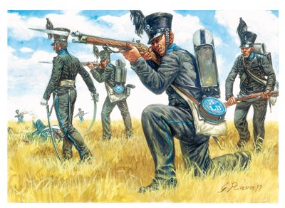 Primeiro império: o regimento de infantaria dos Brunswickers negros - Primeiro império: regimento de infantaria do batalhão Leib de Brunswick (ilustração) de Giuseppe Rava