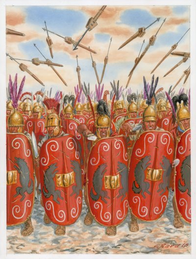 Legionários romanos republicanos em combate de Giuseppe Rava