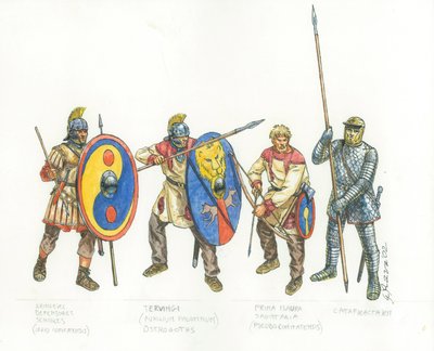 Exército romano: legionário auxiliar arqueiro e catafractário de Giuseppe Rava