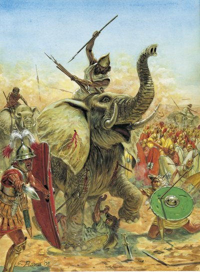 Segunda Guerra Púnica: A Batalha de Zama (202 a.C.) os elefantes cartagineses de Giuseppe Rava