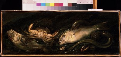 Pintura "Natureza morta com peixe e caranguejo" de Giuseppe Recco (1634-1695) Museu de Arte Mikhail Kroshitsky, Sevastopol (Sevastopol) Ucrânia de Giuseppe Recco