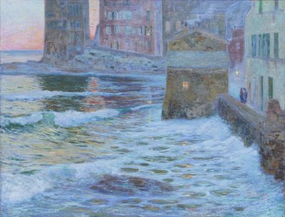 Noite em Bogliasco (óleo sobre tela) de Giuseppe Sacheri