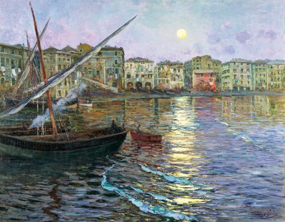 Poesia lunar da Ligúria, de Giuseppe Sacheri (1863-1950), óleo sobre tela de Giuseppe Sacheri