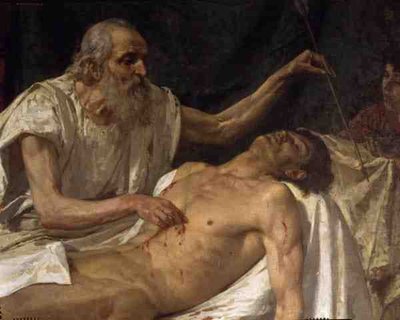 St. Sebastian (óleo sobre tela) (detalhe) (ver 135238) de Giuseppe Sciuti
