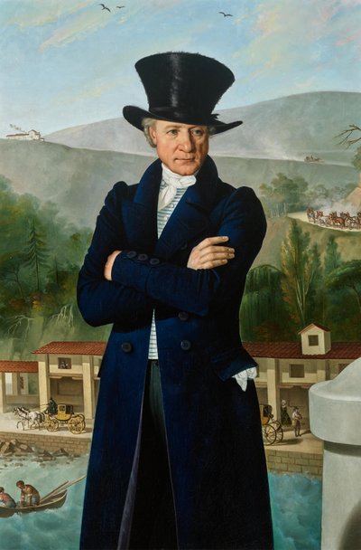 O empreiteiro de transportes Paolo Preinitsch (Rosegg 1762 - 1840 Trieste) no porto de Trieste de Giuseppe Tominz