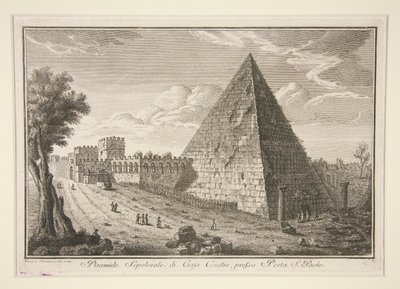 Pirâmide de Gaio Cestius, perto da Porta de São Paulo (Pirâmide de Gaio Cestius) de Giuseppe Vasi