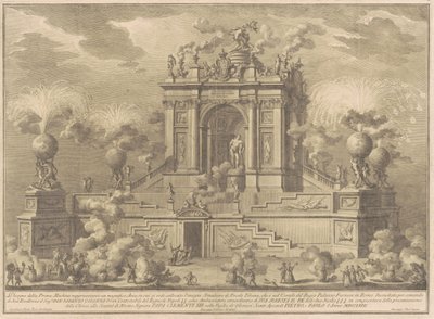 A Prima Macchina para a Chinea de 1767: Um Arco Triunfal com o Hércules Farnese, 1767. de Giuseppe Vasi