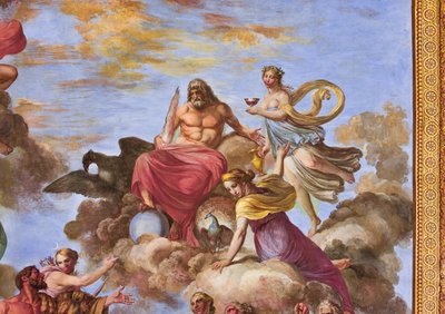 Detalhe representando Ártemis e Júpiter com a águia, da Apoteose de Hércules de Giuseppe Velasco
