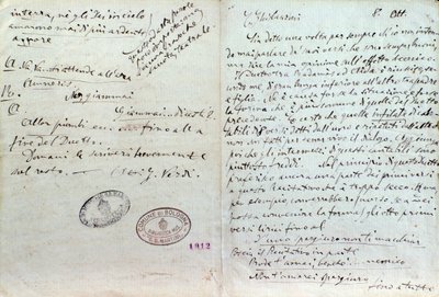 Carta manuscrita de Giuseppe Verdi a Antonio Ghislanzoni, autor de Aida librettos de Giuseppe Verdi