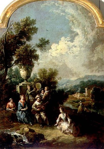 Um concerto ao ar livre (óleo sobre tela) de Giuseppe Zais