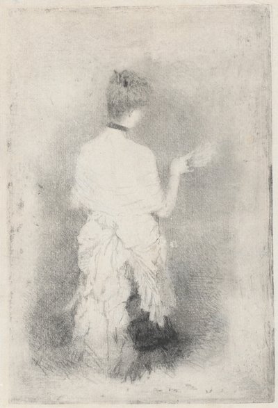 Mulher jovem e elegante vista por trás de Giuseppe de Nittis