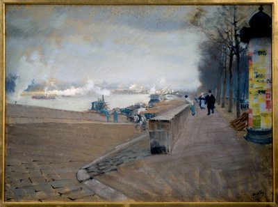 La Seine em Paris. Pintura de Giuseppe Nittis (1846-1884) de Giuseppe or Joseph de Nittis