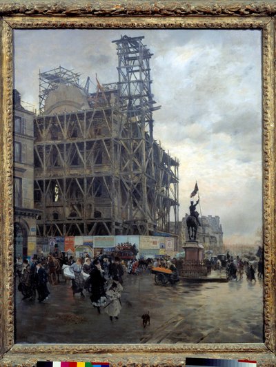 Vista da Place des Pyramides em Paris em 1875 Os parisienses atravessam a praça perto de um canteiro de obras. Pintura de Giuseppe de Nittis (1846-1894) 1875 Sol. 0,92x0,74 m. Paris, Musee d