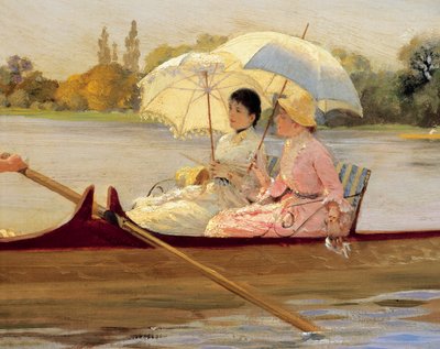 Mulheres em barcos no Tamisa de Giuseppe or Joseph de Nittis