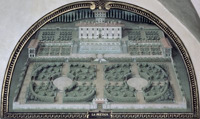 Villa della Pretaia a partir de uma série de lunetas que retratam as vistas das villas Medici de Giusto Utens