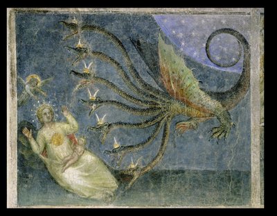 A mulher vestida com o sol e o dragão de sete cabeças, 1360-70 de Giusto di Giovanni de Menabuoi
