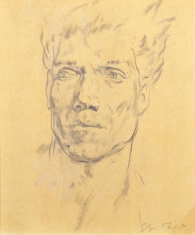 Cabeça de um homem, c.1920 (carvão sobre papel) de Glyn Warren Philpot