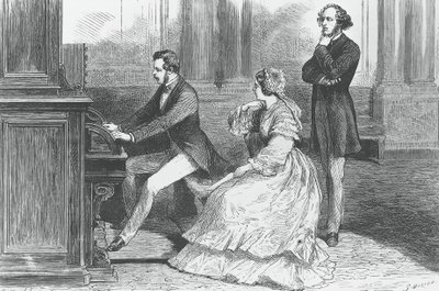 Príncipe Alberto de Saxe tocando em frente da Rainha Vitória e Felix Mendelssohn Bartholdy (1809-1847), Gravura de Godefroy Durand