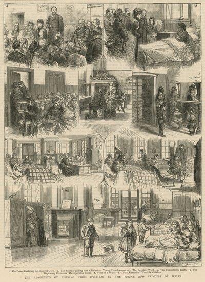 A reabertura do Hospital Charing Cross pelo Príncipe e pela Princesa de Gales (gravura) de Godefroy Durand