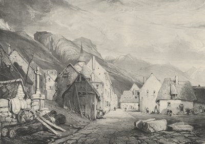 Entrada para a aldeia de Les Bains, 1831 de Godefroy Engelmann