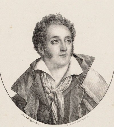 Retrato do compositor François Charles Mansui 1785-1847. de Godefroy Engelmann
