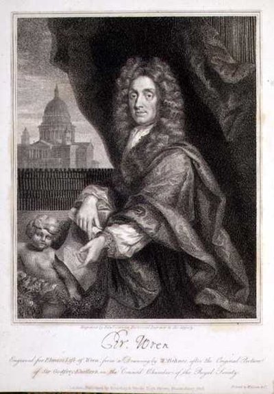 Retrato de Christopher Wren gravado para a 