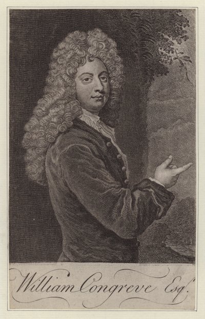 William Congreve, dramaturgo inglês (gravura) de Godfrey (after) Kneller