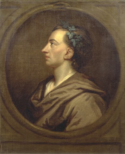 Perfil de Alexander Pope (1688-1744), coroado com hera (óleo sobre tela) de Godfrey (studio of) Kneller