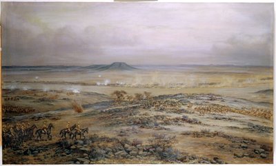 O ataque à força de Cronje em Vedute Drift perto de Paardeberg, 1900 de Godfrey Douglas Giles