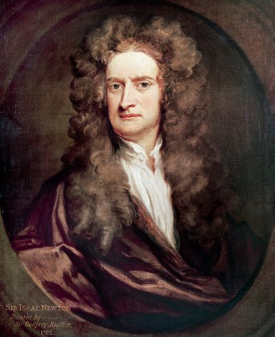 Retrato de Isaac Newton (1642-1727), matemático, físico e astrônomo inglês, Pintura de Godfrey Kneller (1646-1723) de Godfrey Kneller