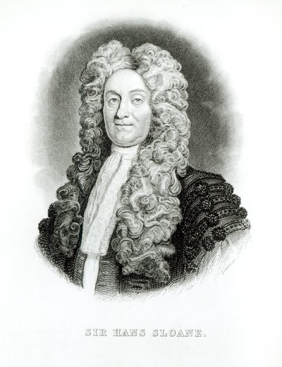Senhor Hans Sloane (1660-1753) gravado por William Home Lizars (1788-1859) para as memórias de Sloane na Biblioteca de Naturalistas de Jardine, c.1833-45 de Godfrey Kneller