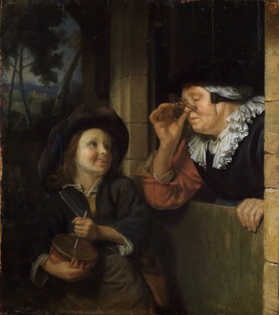 O tocador de rommelpot de Godfried Schalcken
