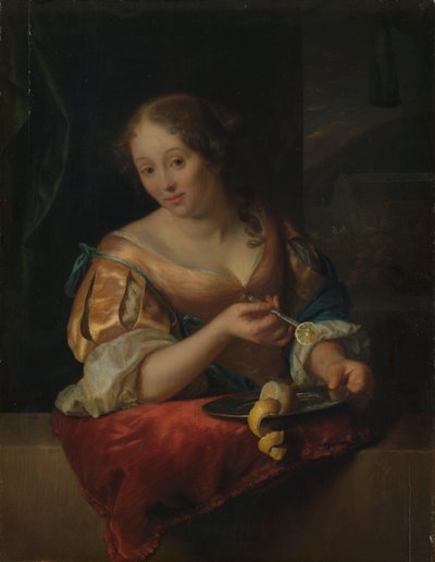 Jovem Mulher com Limão de Godfried Schalcken