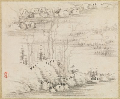 Paisagens e árvores, ca. 1679. de Gong Xian