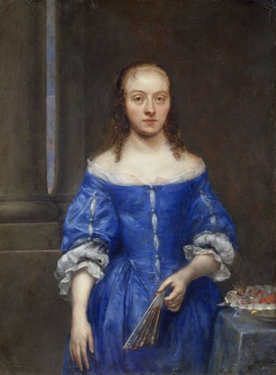 Retrato de uma mulher com um vestido azul de Gonzales Coques