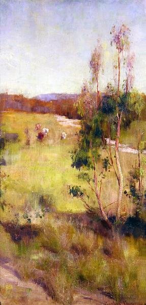 Gum Trees and Cattle (óleo sobre tela) de Gordon Coutts