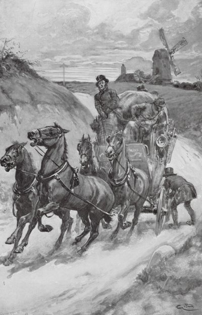Um treinador de palco nos tempos antigos (litografia) de Gordon Frederick (after) Browne