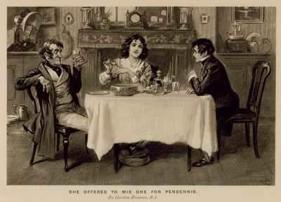 Ilustração para A História de Pendennis por Thackeray (litho) de Gordon Frederick (after) Browne