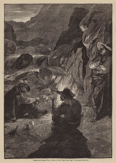 À volta da fogueira (litografia) de Gordon Frederick (after) Browne