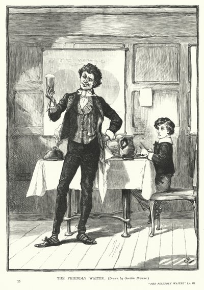 O Garçom Amigável (gravura) de Gordon Frederick (after) Browne