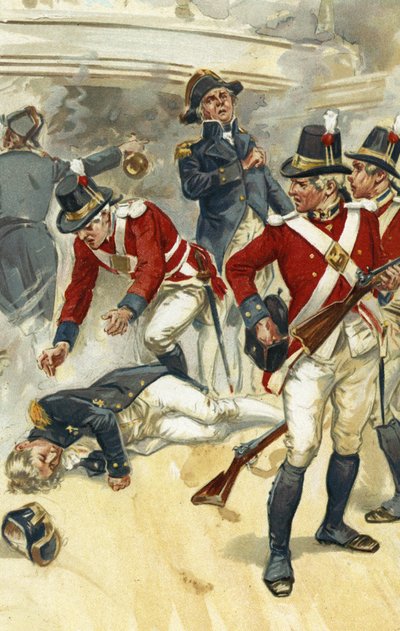 Almirante Lord Nelson fatalmente ferido na batalha de Trafalgar de Gordon Frederick Browne