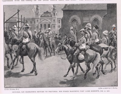 O retorno do general Ian Hamilton a Pretória: sua força marchando por Lord Roberts 30 de julho de 1900 de Gordon Frederick Browne