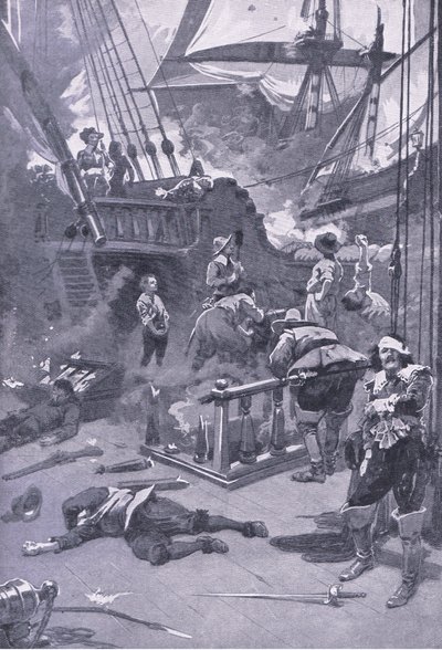 A Batalha de Camperdown 29 a 31 de julho de 1653, ilustração das Batalhas Britânicas na Terra e no Mar, 1915 de Gordon Frederick Browne