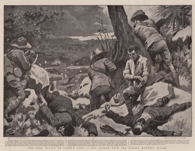 O ataque dos bôeres no acampamento de César, um canto quente com os rifles montados na fronteira de Gordon Frederick Browne
