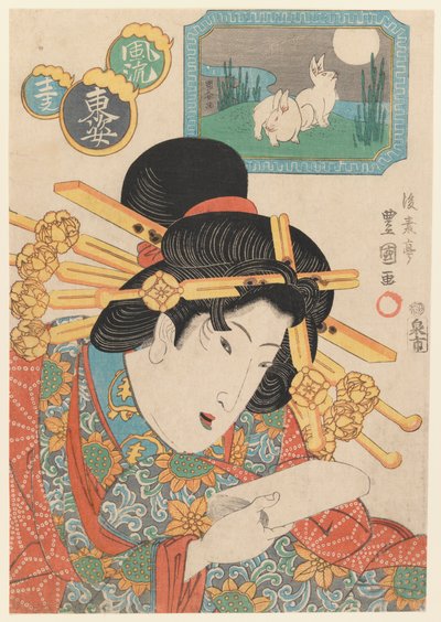 Busto Retrato de uma cortesã, final dos anos 1820 (impressão em xilogravura) de Gosotei II Toyokuni