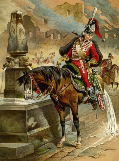 Ilustração do livro As Surpreendentes Aventuras do Barão de Münchhausen, de Rudolph Erich Raspe, 1896 de Gottfried Franz